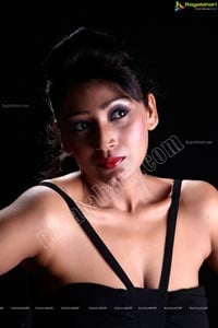 Amrita Ghosh in Mini Black Dress