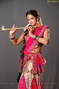 Udaya Bhanu in Red Saree
