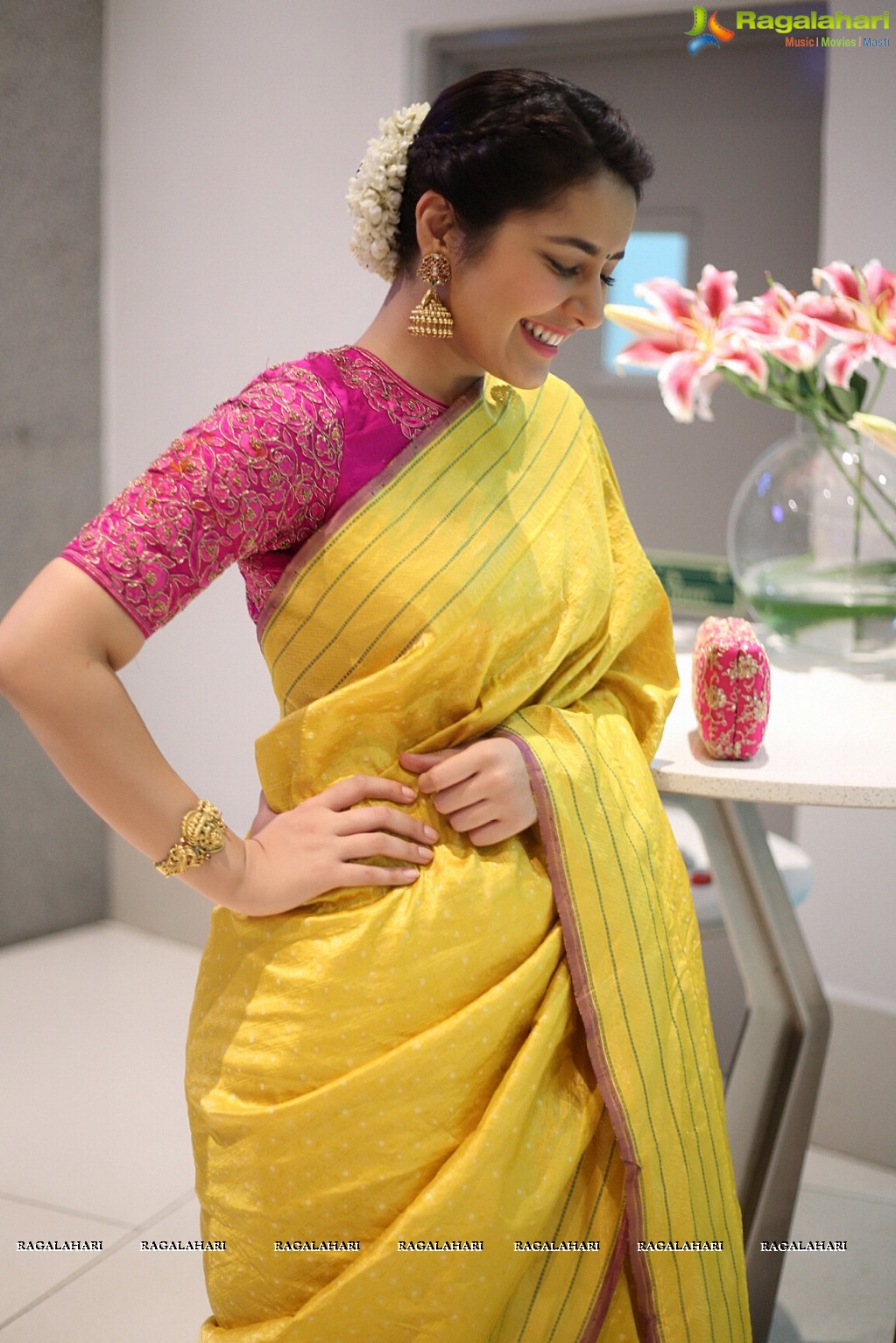 Raashi Khanna in Yellow Saree Photoshoot