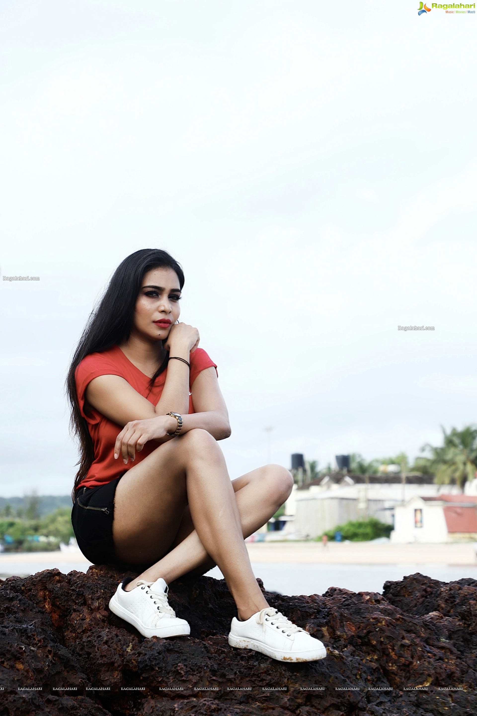 Sanjana Anne Stunning Poses at Beach, HD Photo Gallery