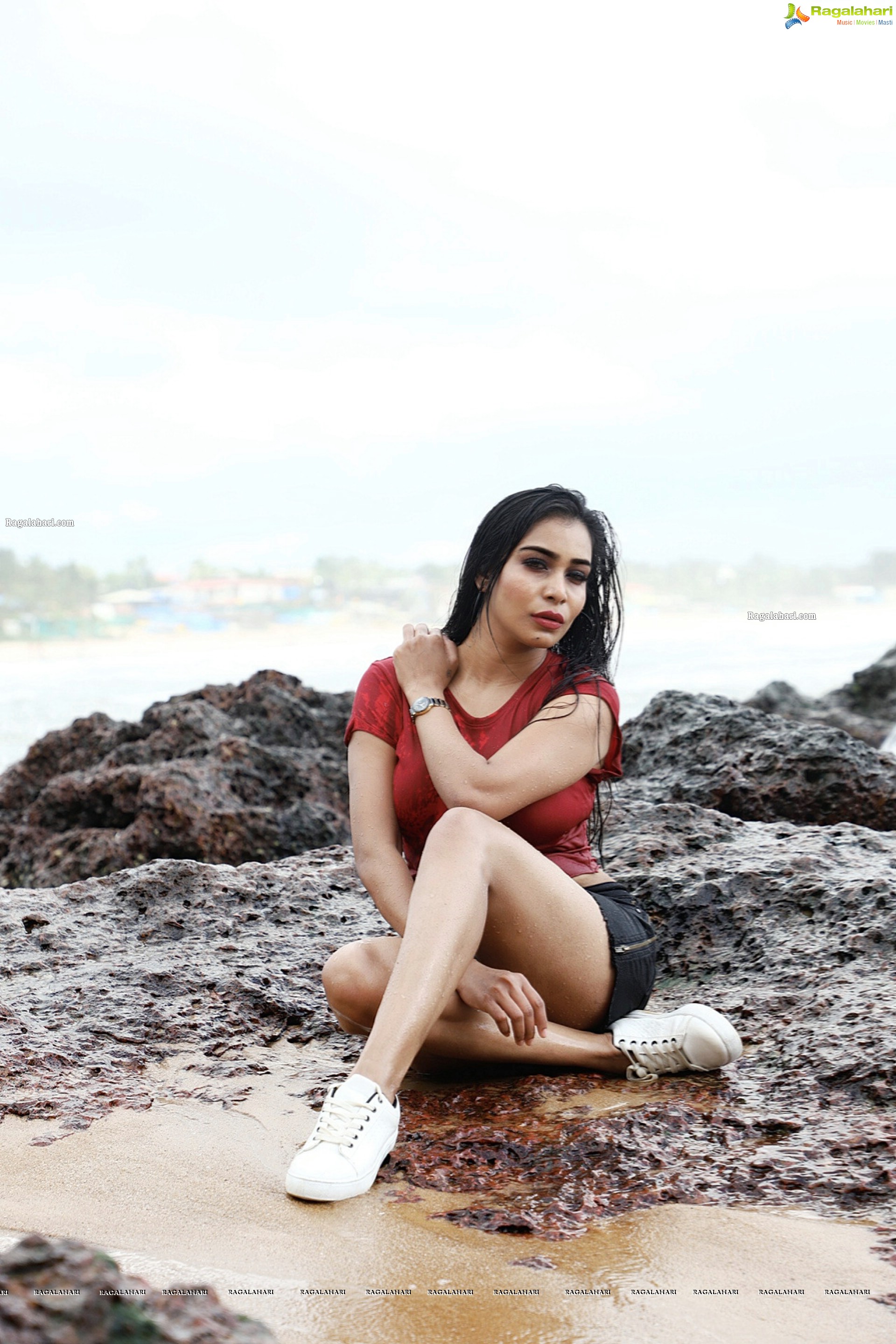 Sanjana Anne Stunning Poses at Beach, HD Photo Gallery