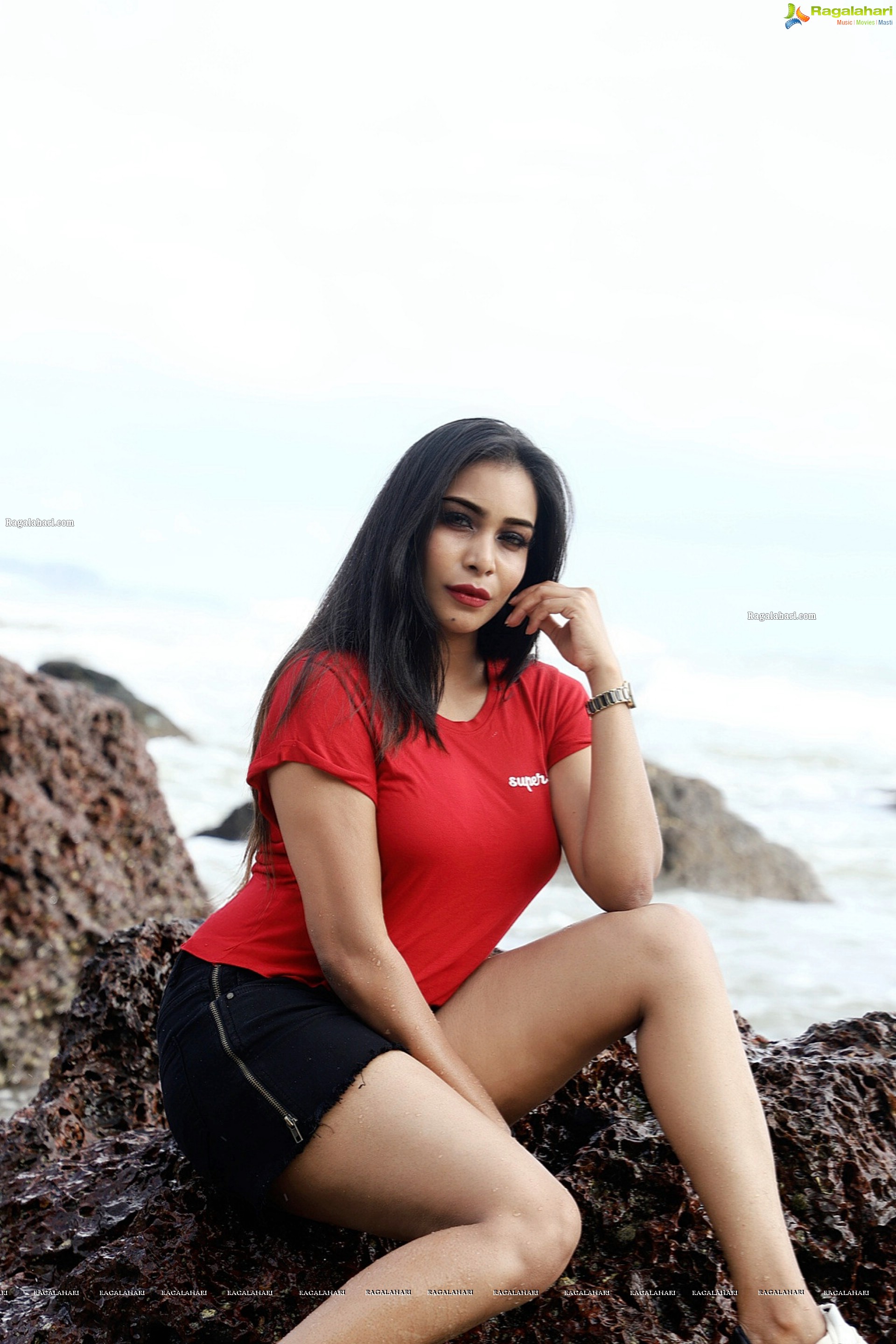 Sanjana Anne Stunning Poses at Beach, HD Photo Gallery