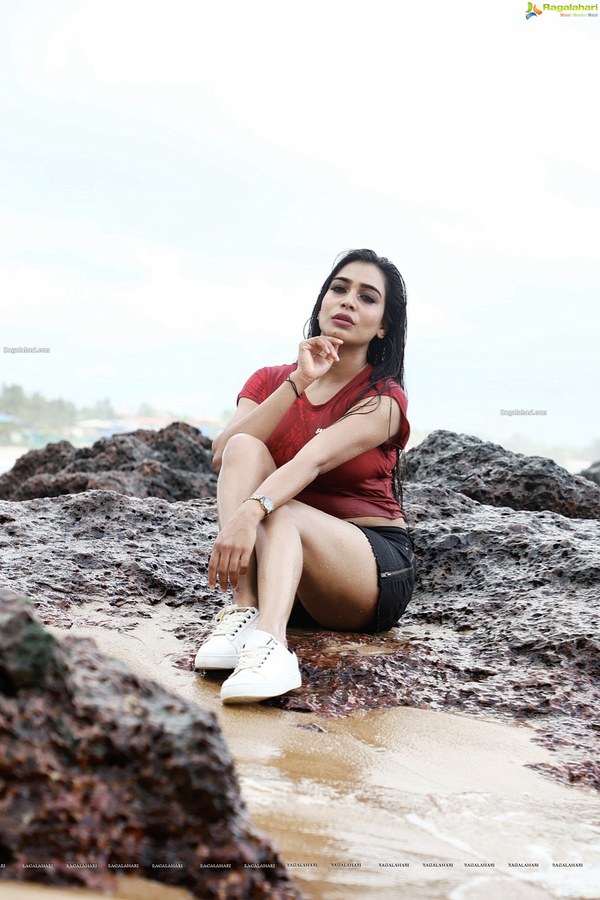 Sanjana Anne Stunning Poses at Beach, HD Photo Gallery