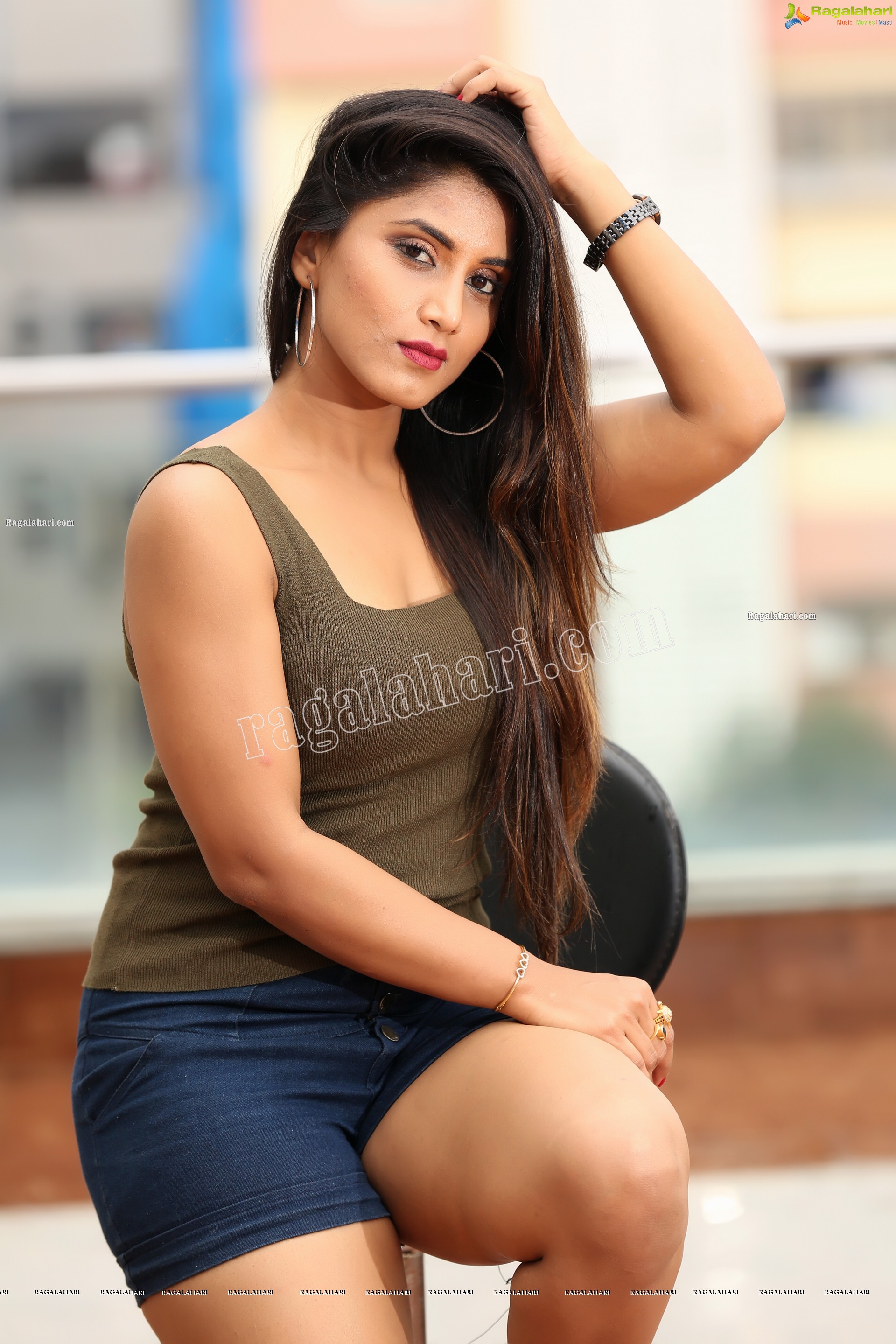 Chandana Gowda in Brown Tank-top and Shorts Exclusive Photo Gallery