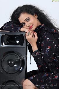 VJ Jaanu in Black Floral Print Mini Dress