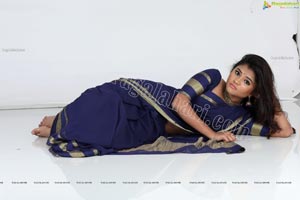 Rishika Nisha in Navy Blue Saree Exclusive Photo Shoot