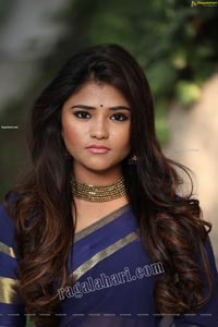 Rishika Nisha in Navy Blue Saree Exclusive Photo Shoot