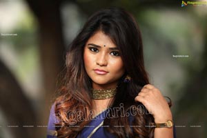 Rishika Nisha in Navy Blue Saree Exclusive Photo Shoot