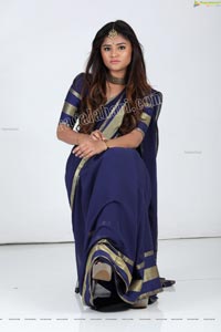 Rishika Nisha in Navy Blue Saree Exclusive Photo Shoot