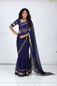 Rishika Nisha in Navy Blue Saree Exclusive Photo Shoot