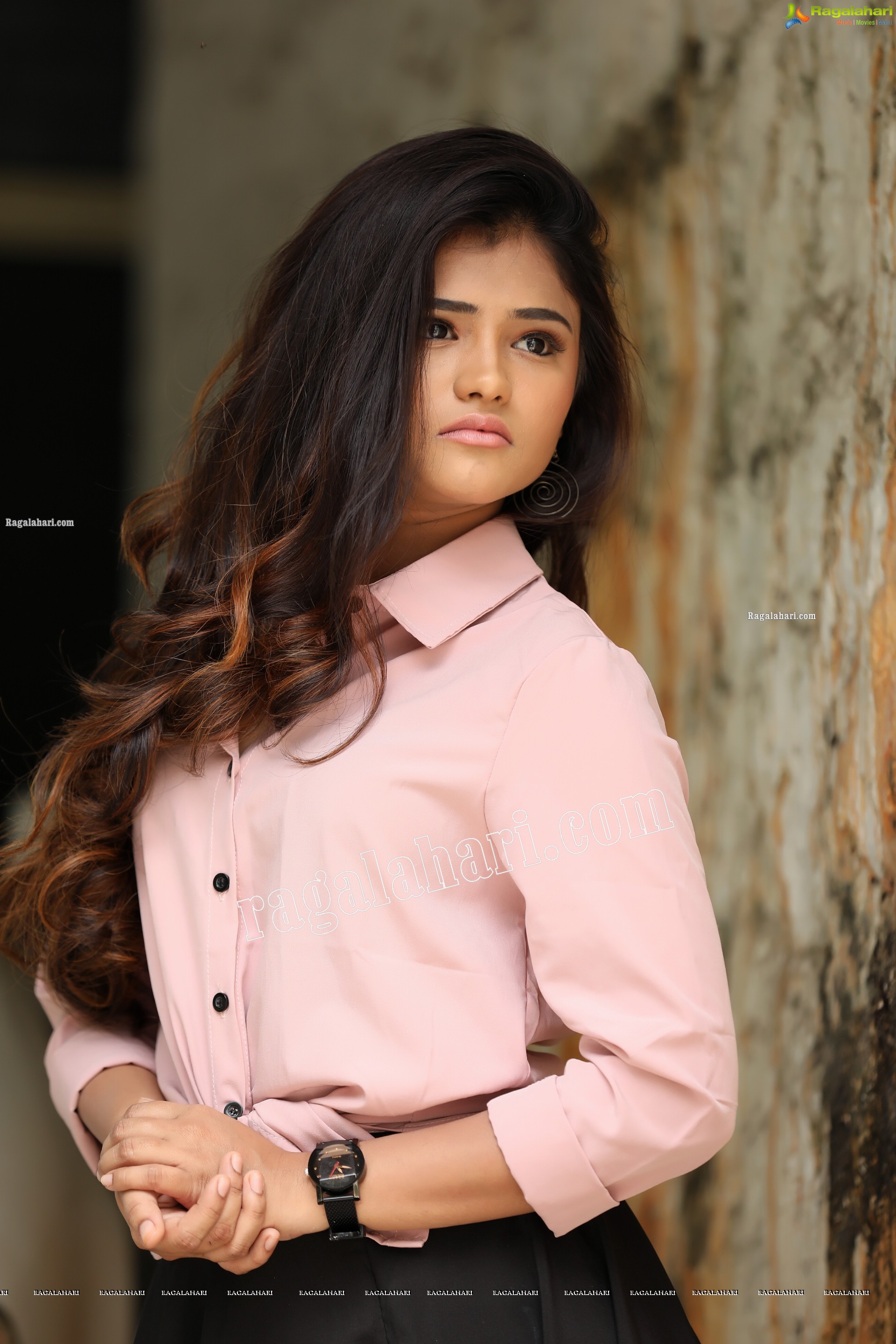 Rishika Nisha in Pink Shirt and Black Skirt Exclusive Photo Shoot