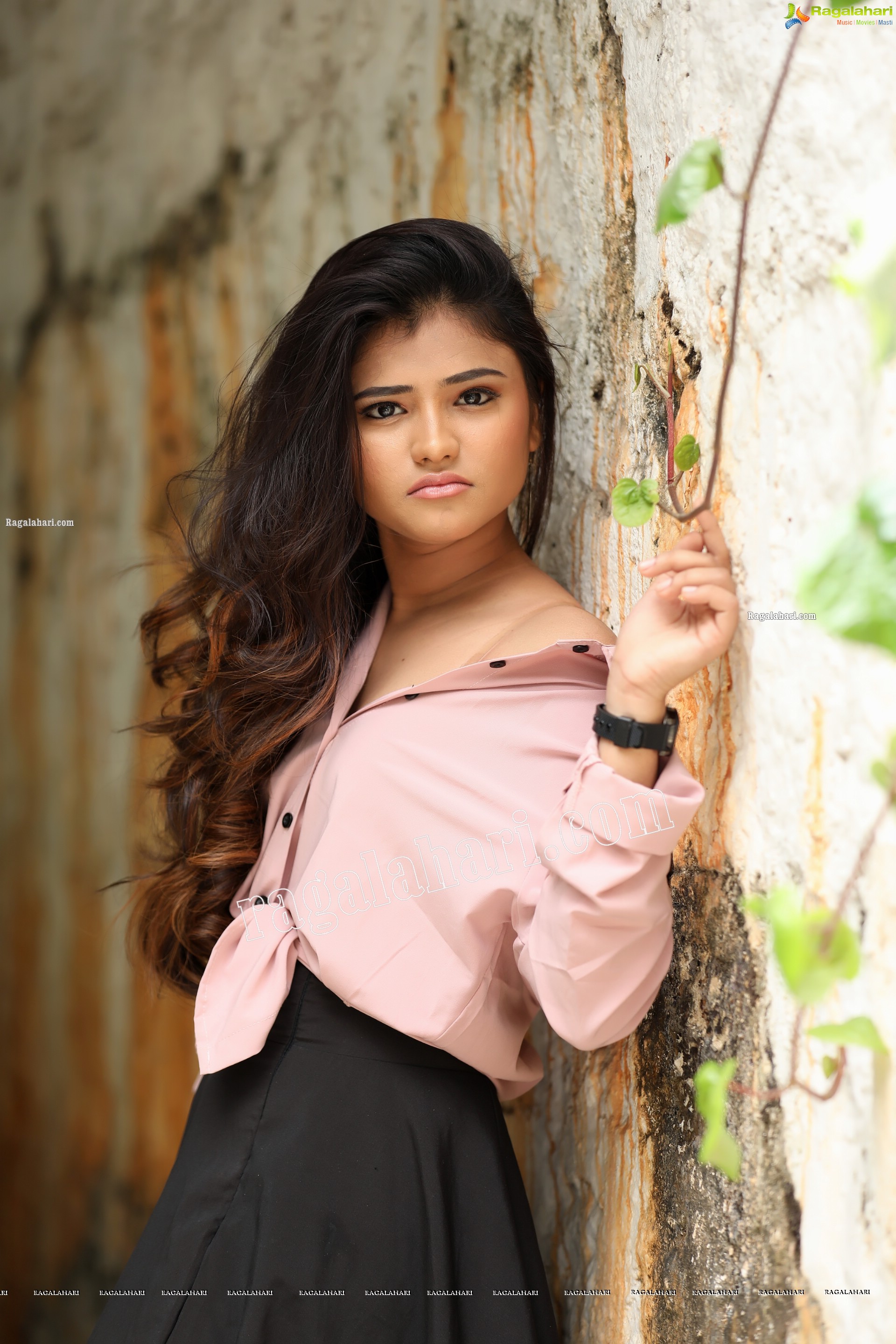 Rishika Nisha in Pink Shirt and Black Skirt Exclusive Photo Shoot