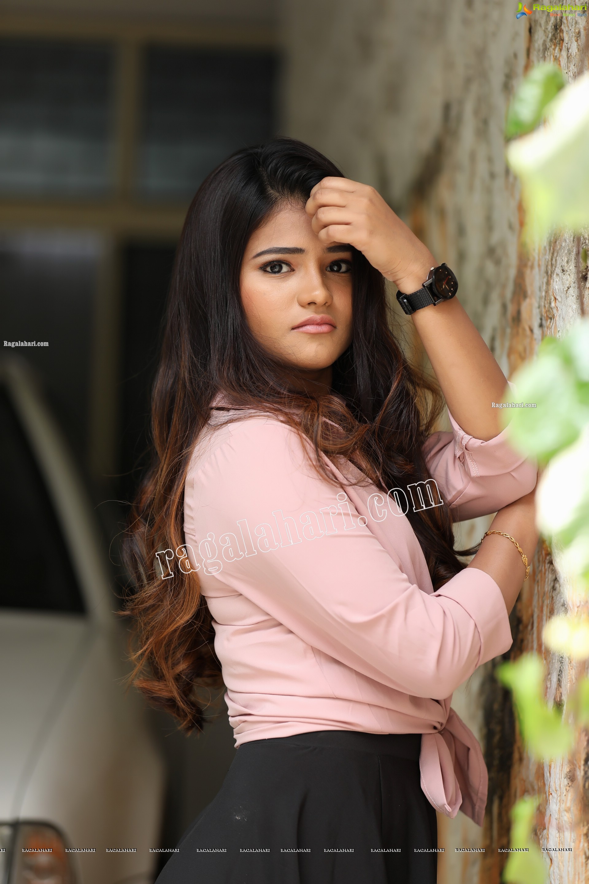 Rishika Nisha in Pink Shirt and Black Skirt Exclusive Photo Shoot