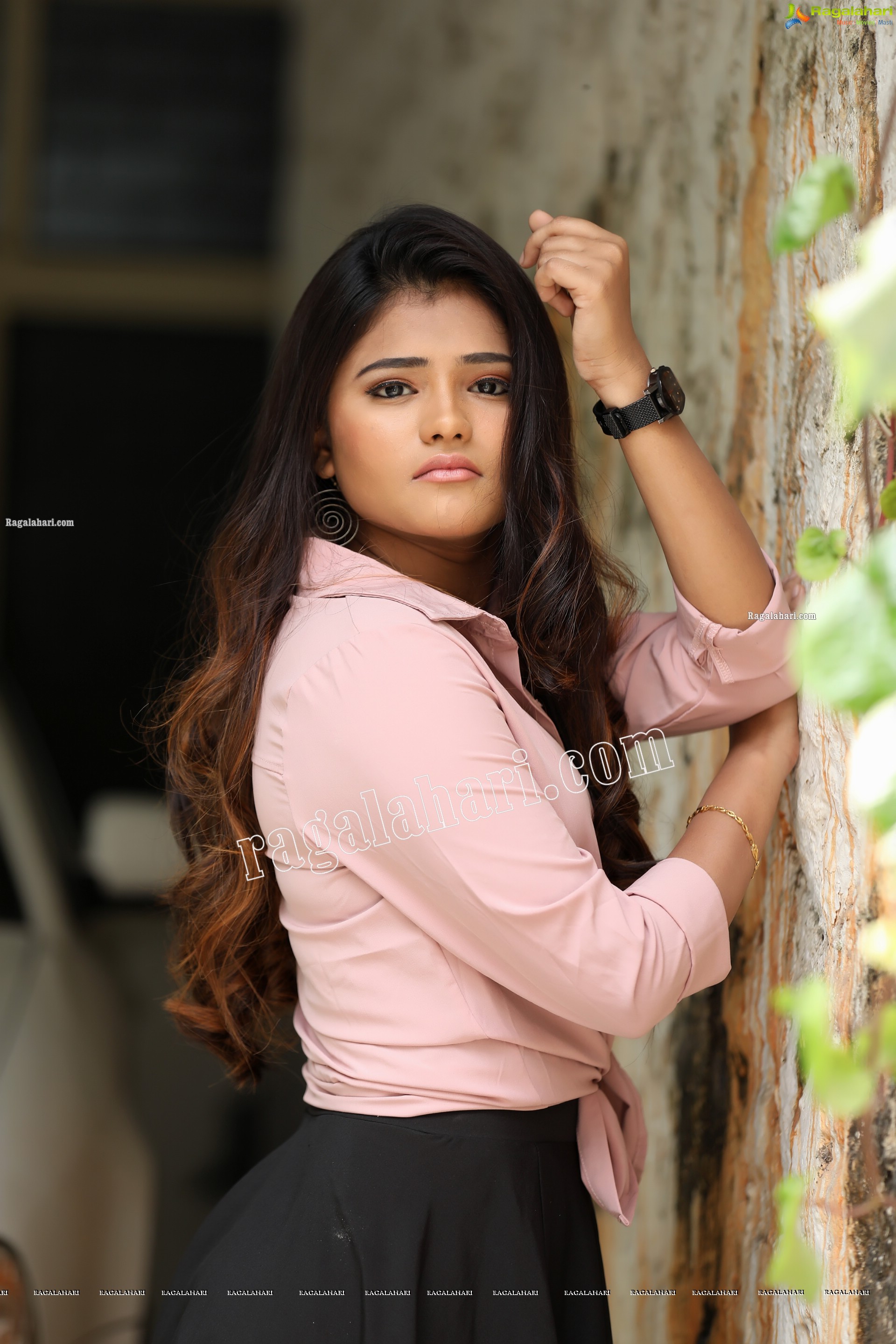 Rishika Nisha in Pink Shirt and Black Skirt Exclusive Photo Shoot