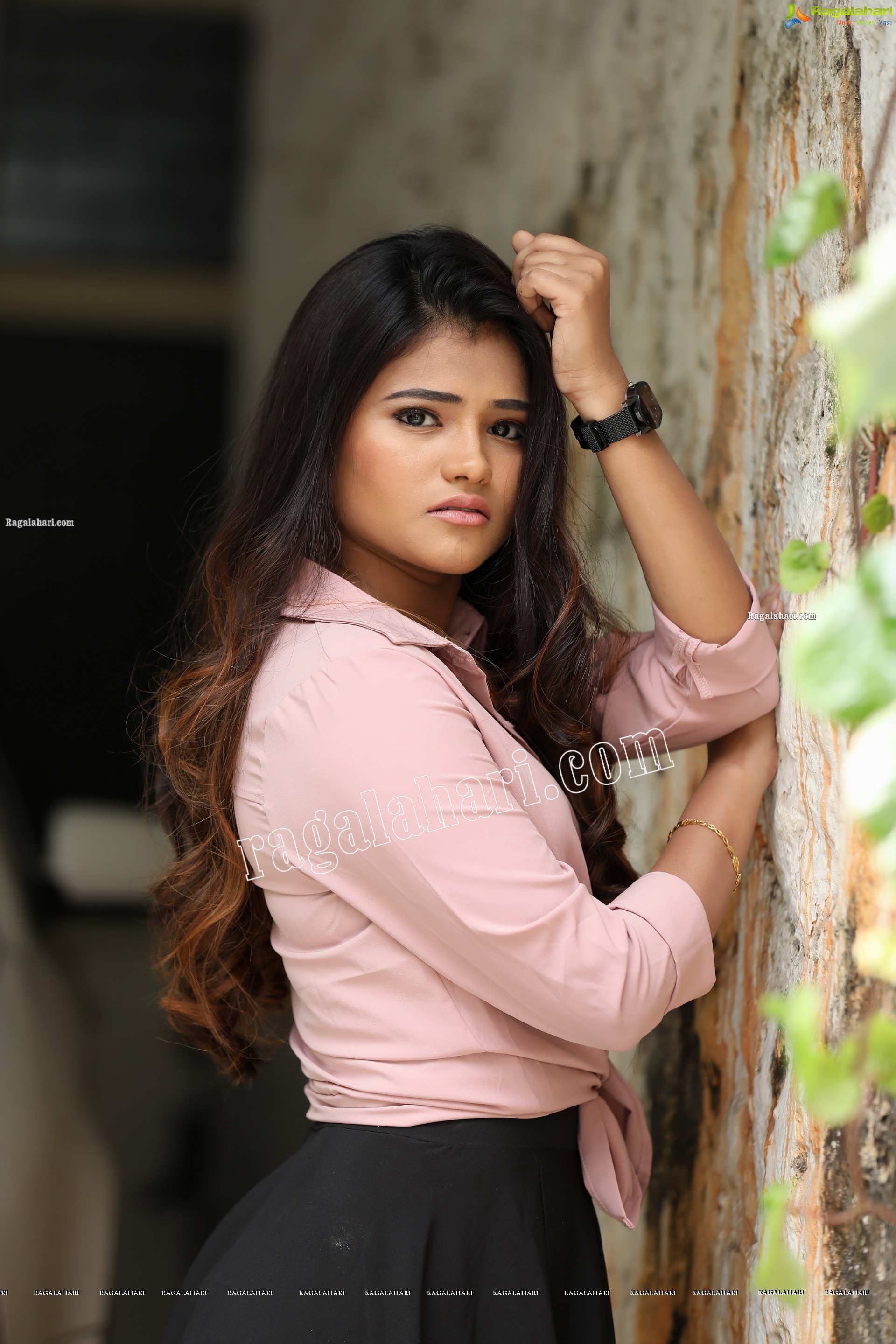 Rishika Nisha in Pink Shirt and Black Skirt Exclusive Photo Shoot