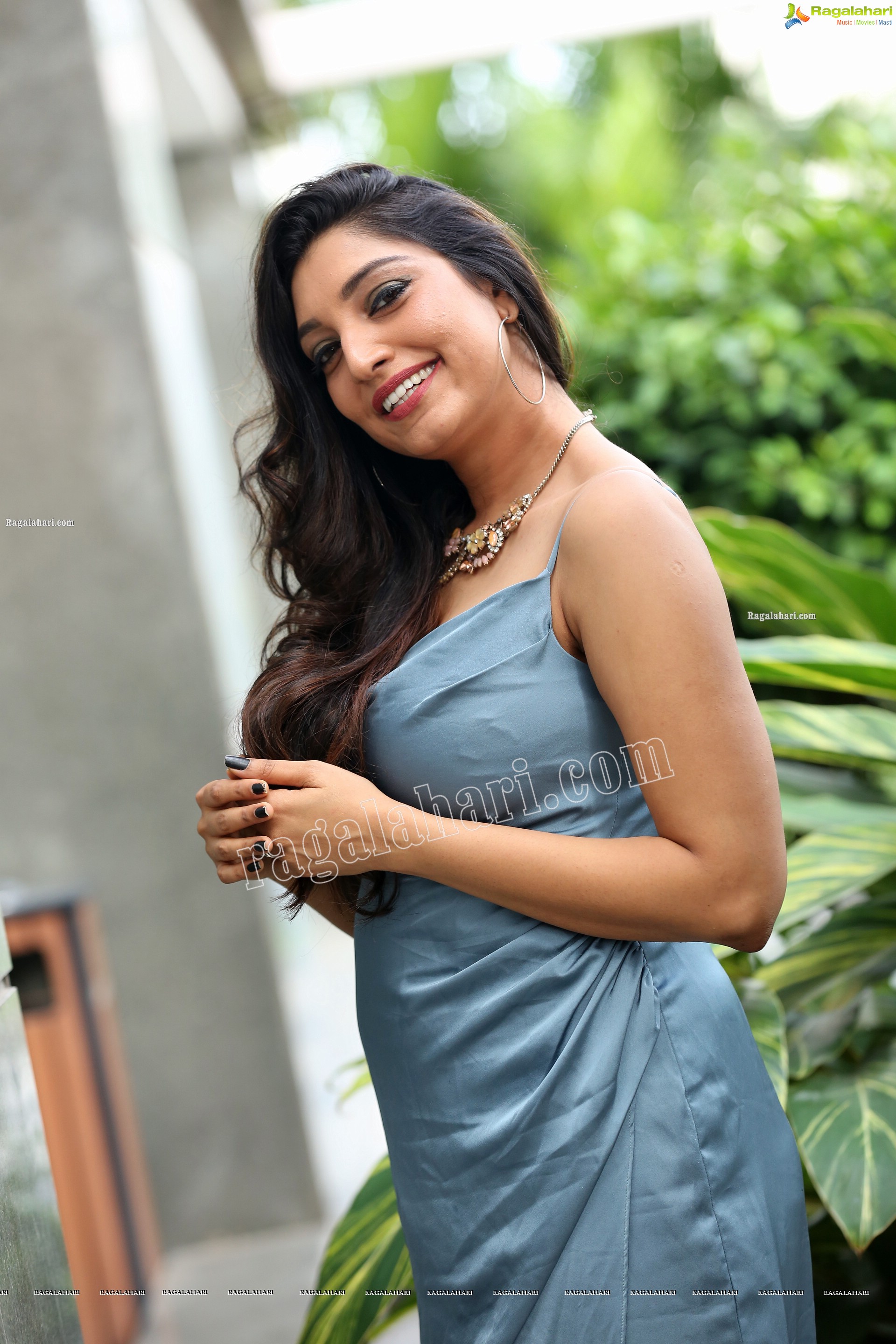 Rithu Manthra in Ash Blue Wrap Dress Exclusive Photo Shoot