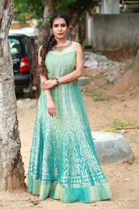 Sanjana Anne in Blue Floor Length Dress