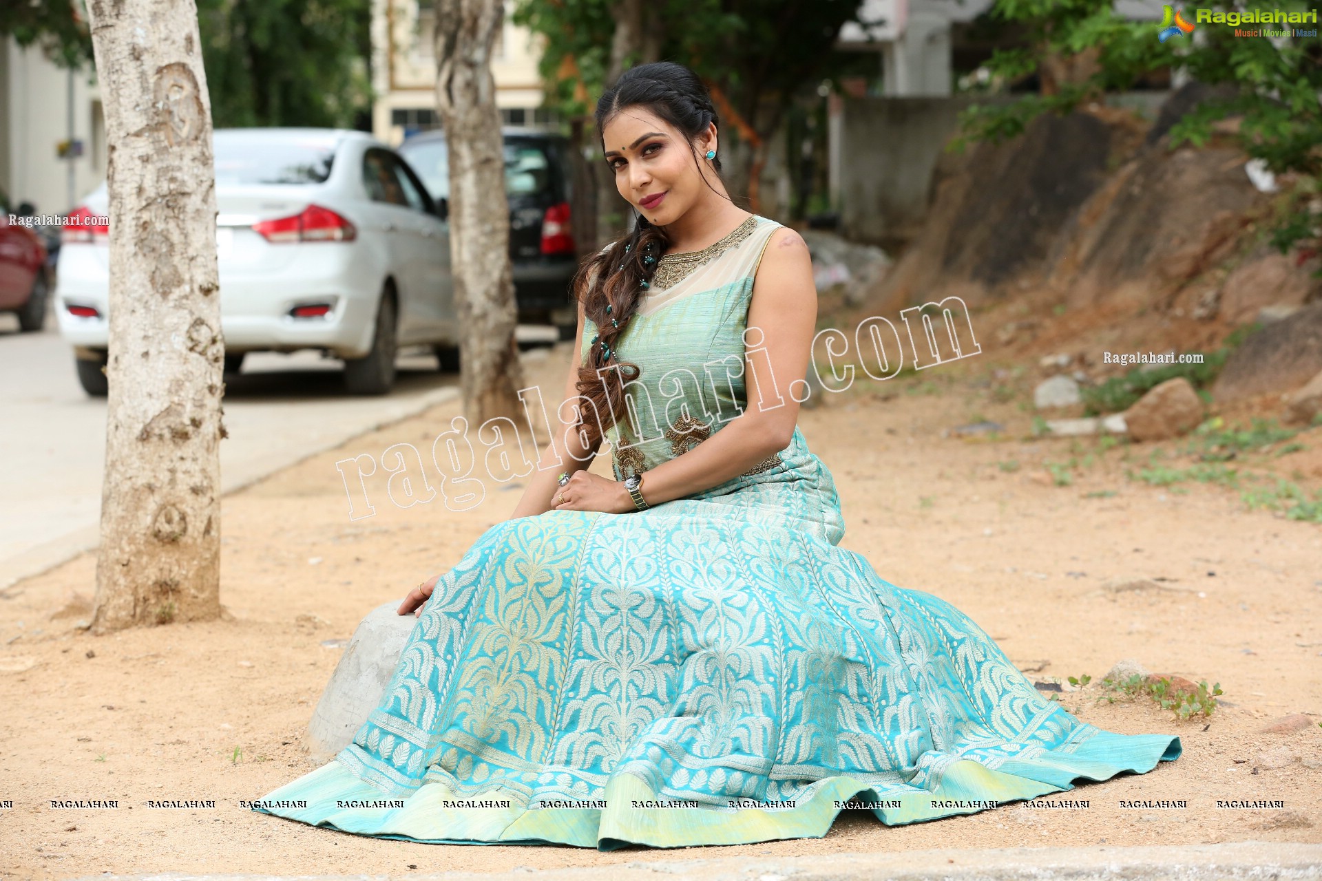 Sanjana Anne in Blue Floor Length Dress Exclusive HD Gallery