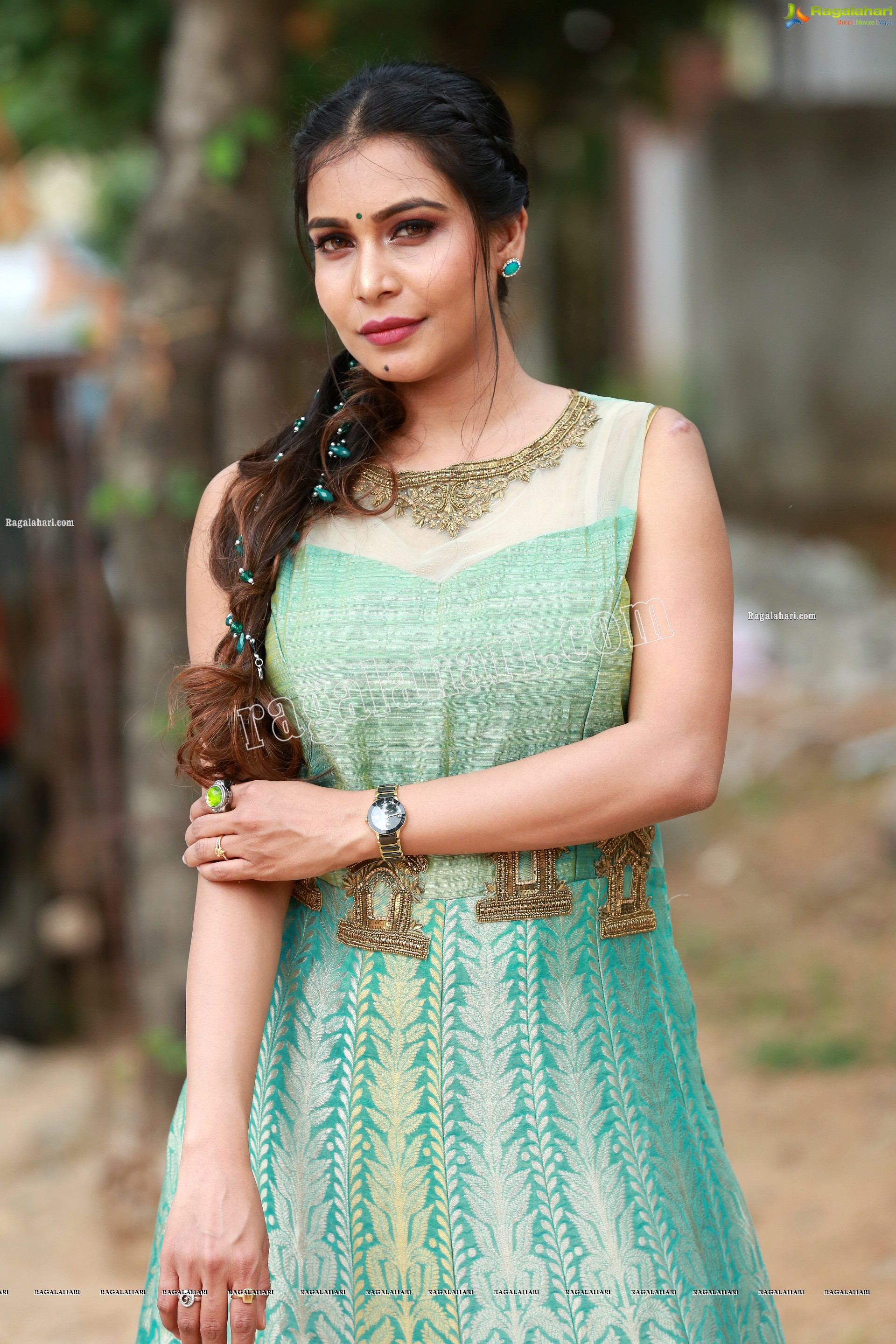 Sanjana Anne in Blue Floor Length Dress Exclusive HD Gallery