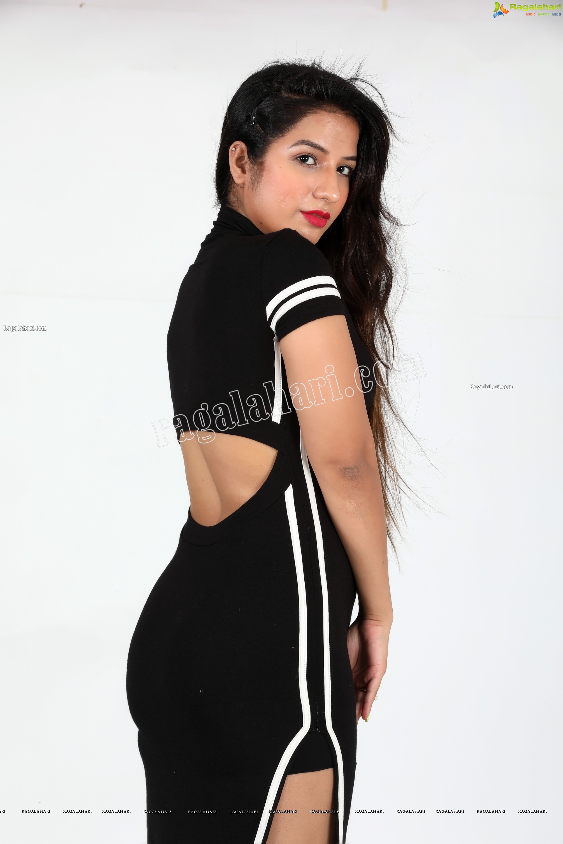 Shunaya Solanki in Black High Slit Dress Exclusive Photo Shoot