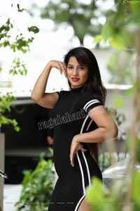 Shunaya Solanki Black High Slit Dress Exclusive PhotoShoot