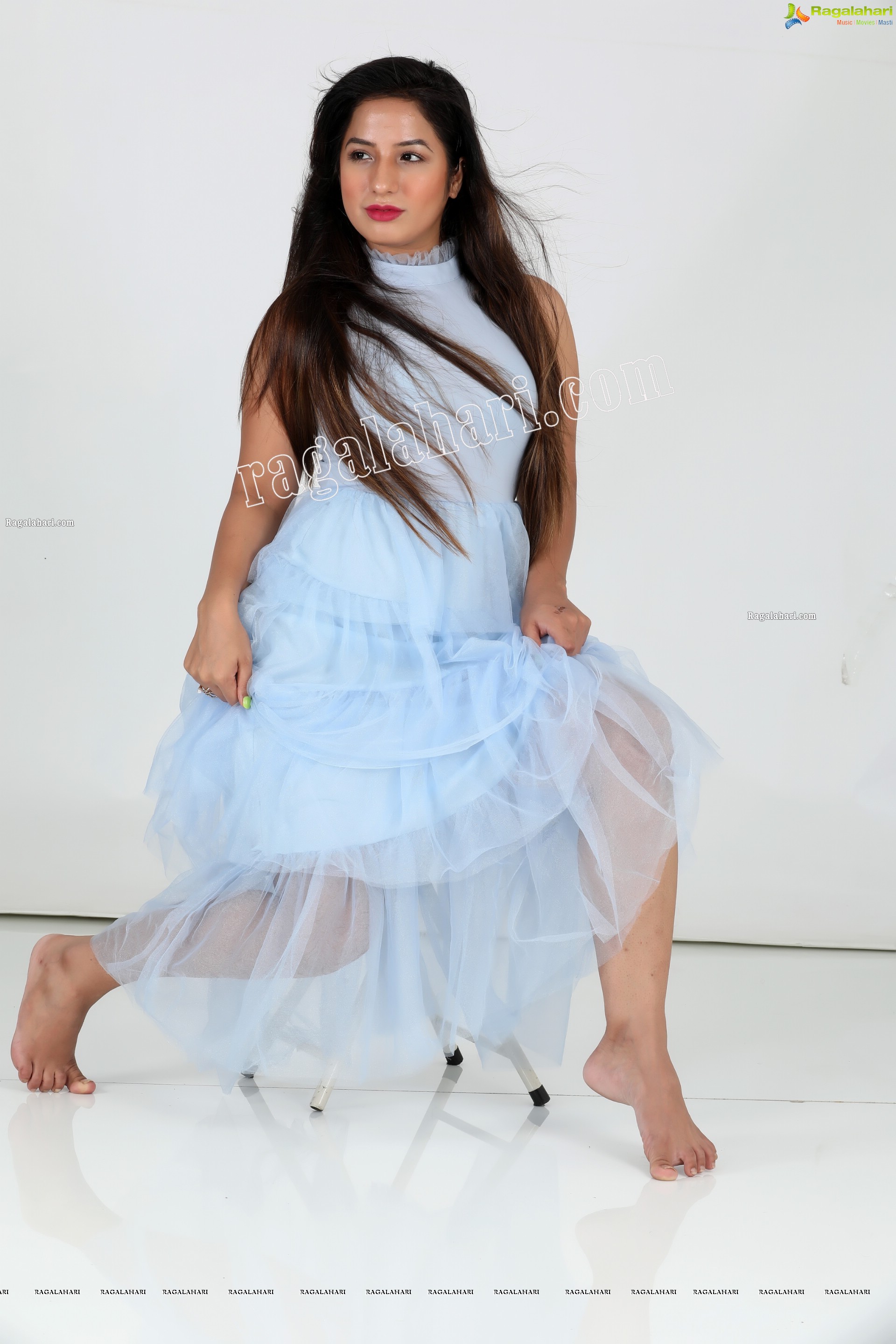 Shunaya Solanki in Sky Blue Layered Dress Exclusive Photo Shoot
