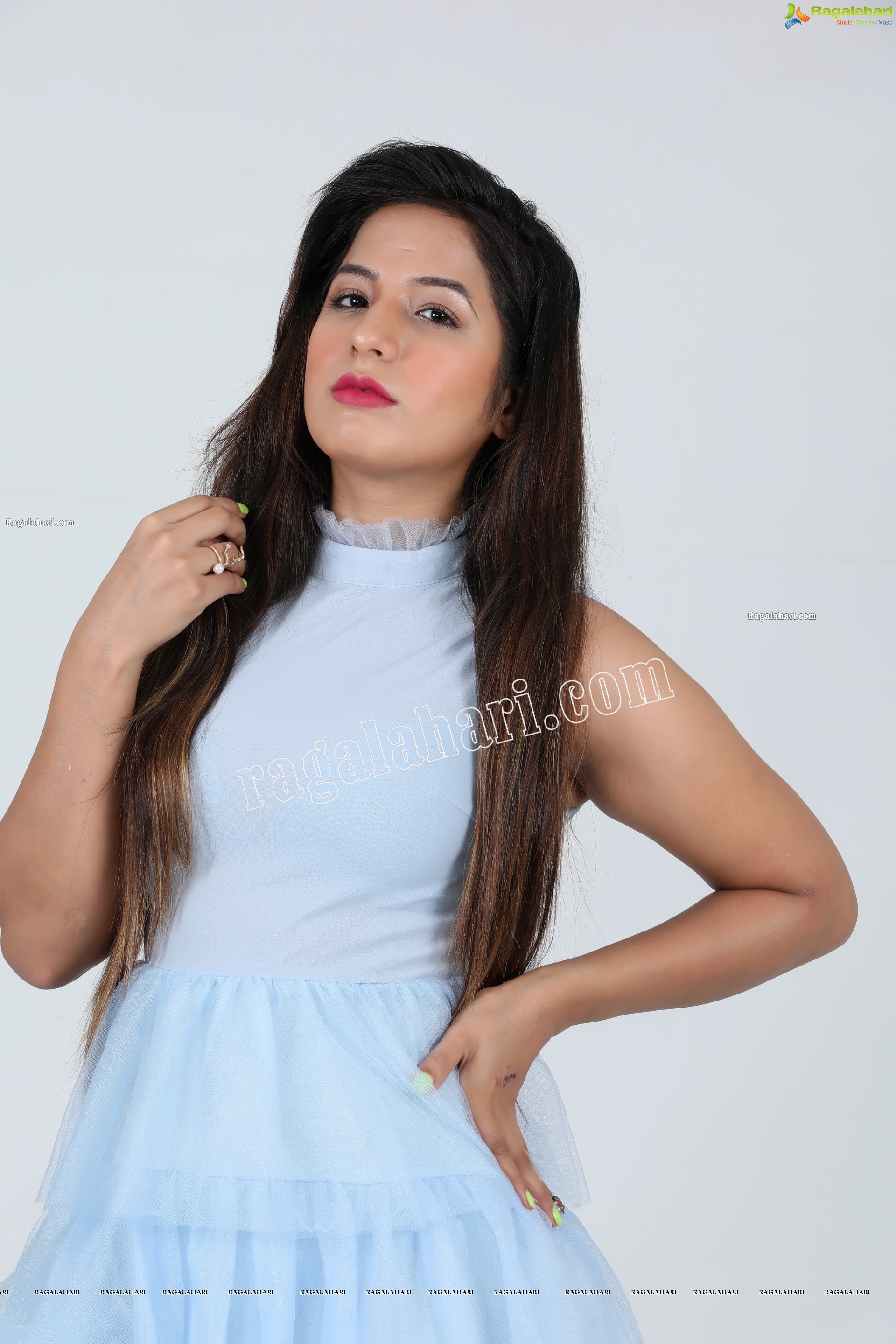 Shunaya Solanki in Sky Blue Layered Dress Exclusive Photo Shoot