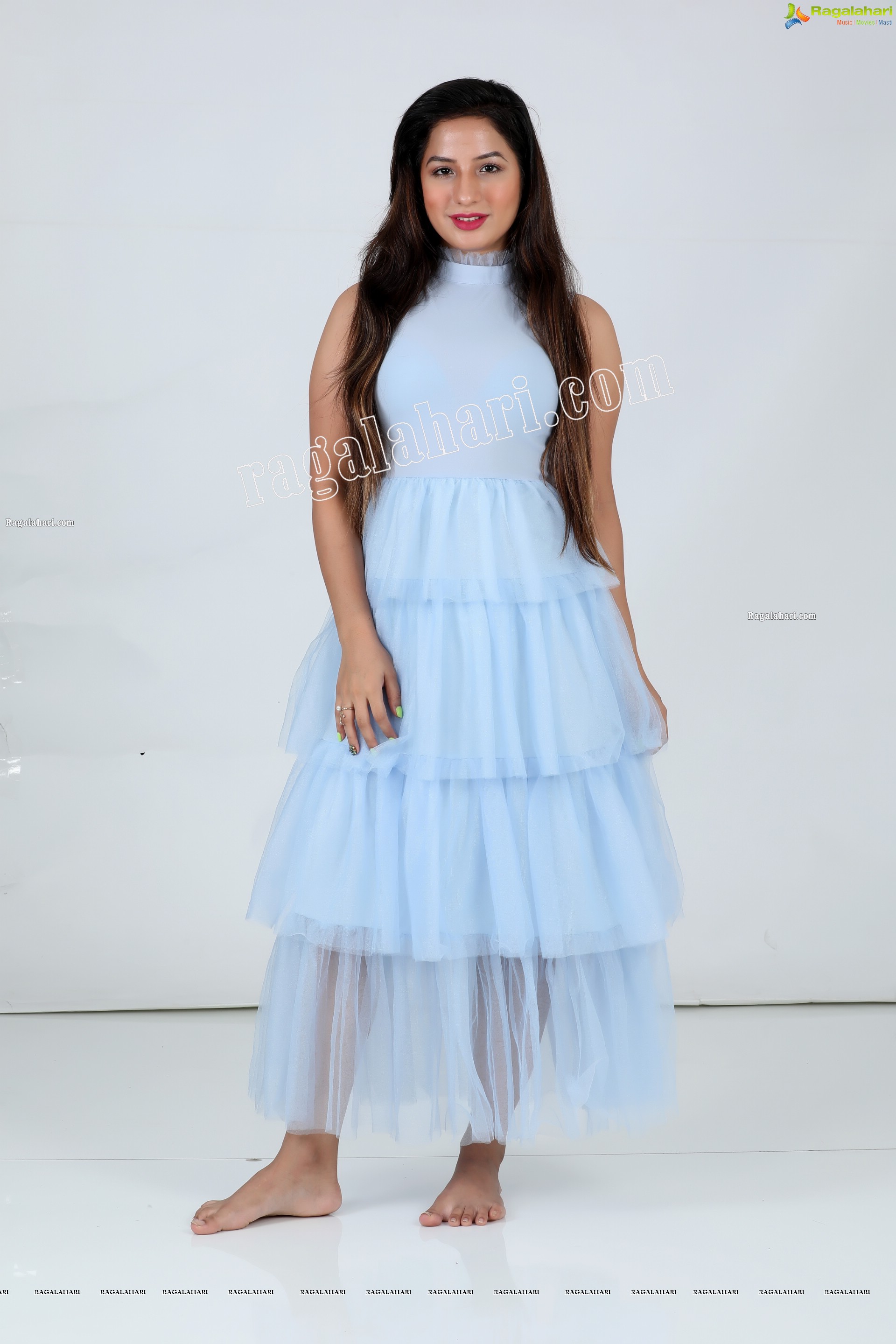 Shunaya Solanki in Sky Blue Layered Dress Exclusive Photo Shoot