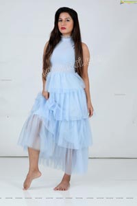 Shunaya Solanki in Sky Blue Layered Dress