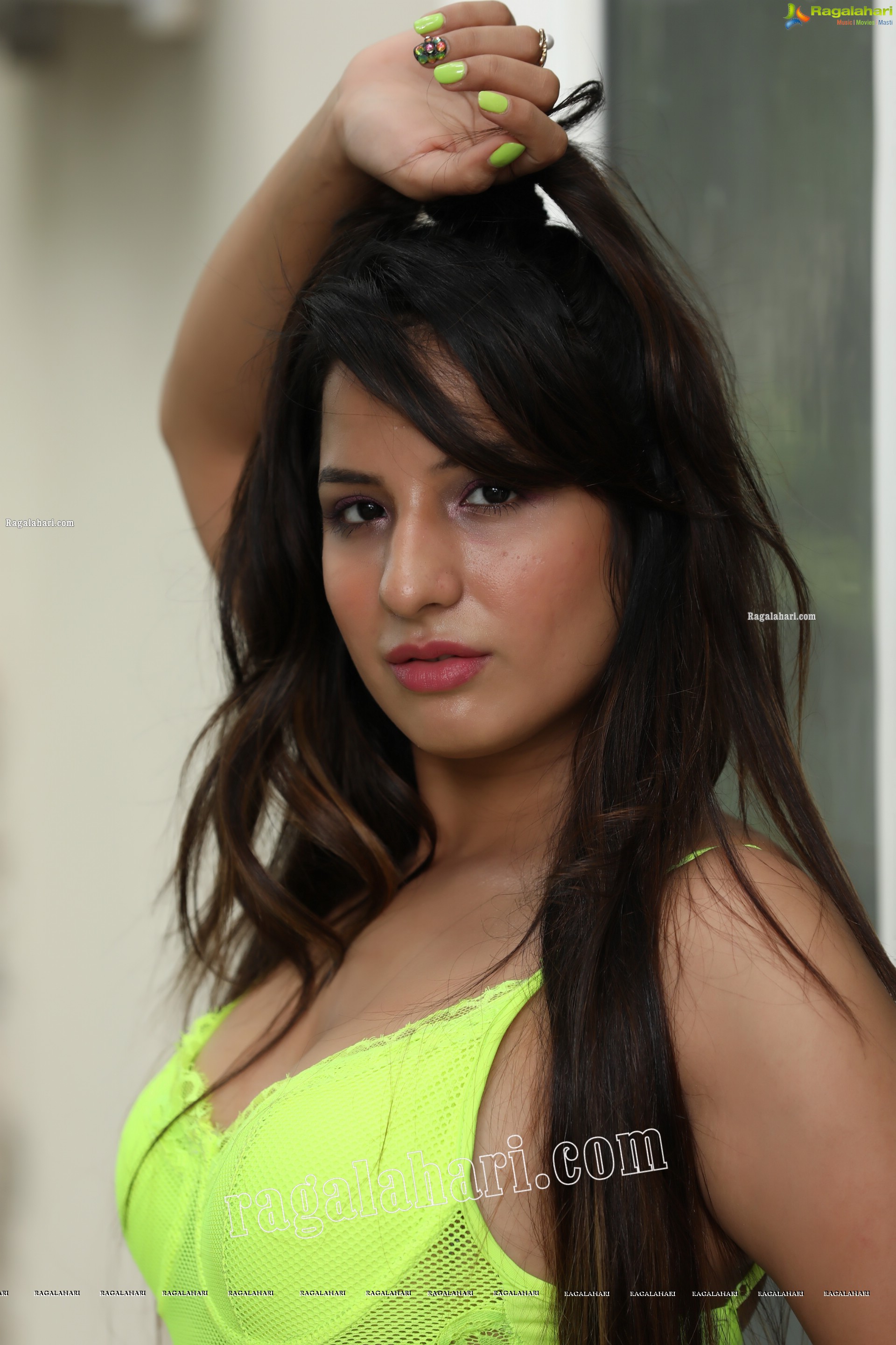 Shunaya Solanki Neon Yellow Crop Top and Slit Skirt Exclusive Photo Shoot