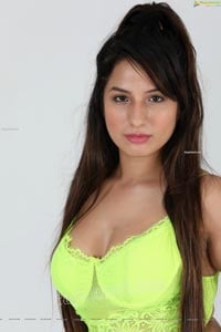 Shunaya Solanki Neon Yellow Crop Top and Slit Skirt