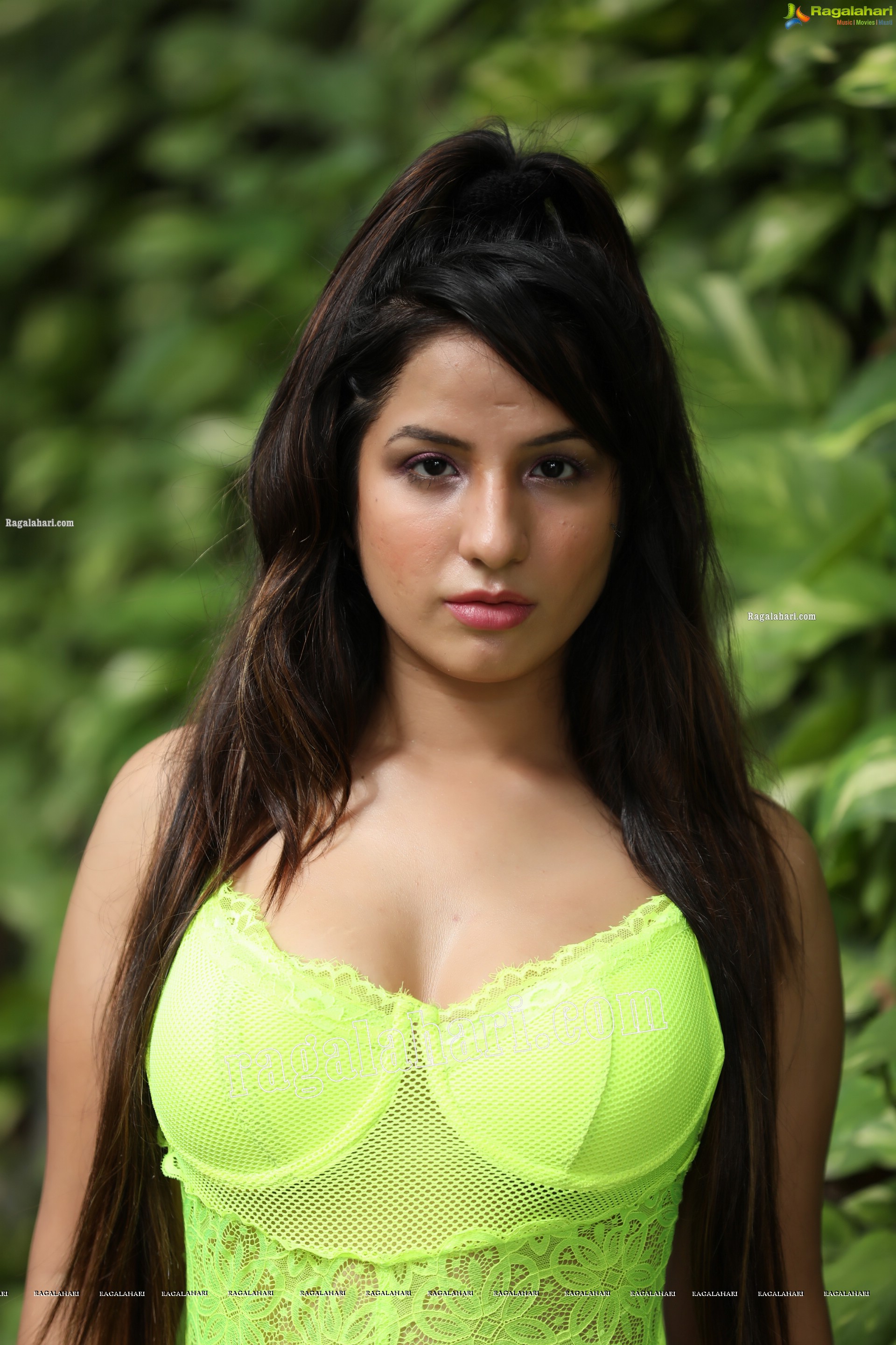 Shunaya Solanki Neon Yellow Crop Top and Slit Skirt Exclusive Photo Shoot