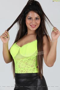 Shunaya Solanki Neon Yellow Crop Top and Slit Skirt