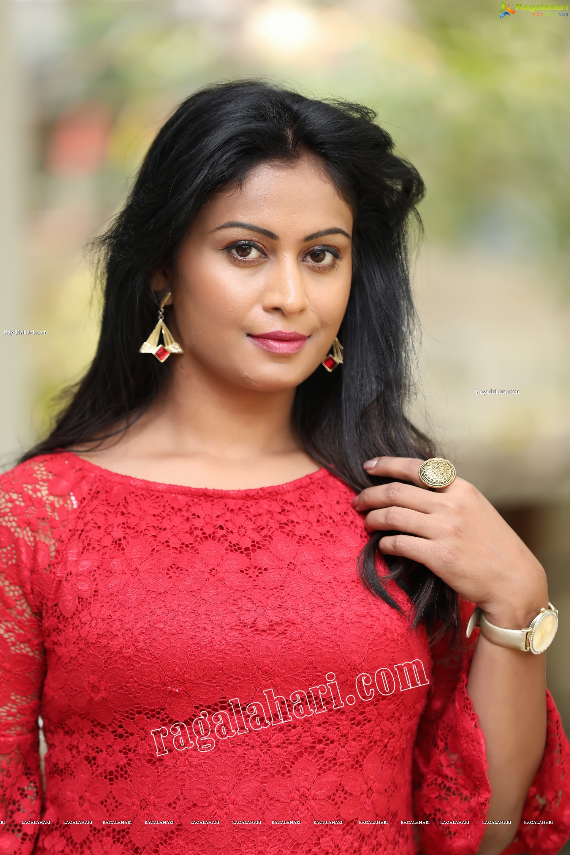 Sawali S Nandaragi in Red Lace Dress Exclusive Photo Shoot