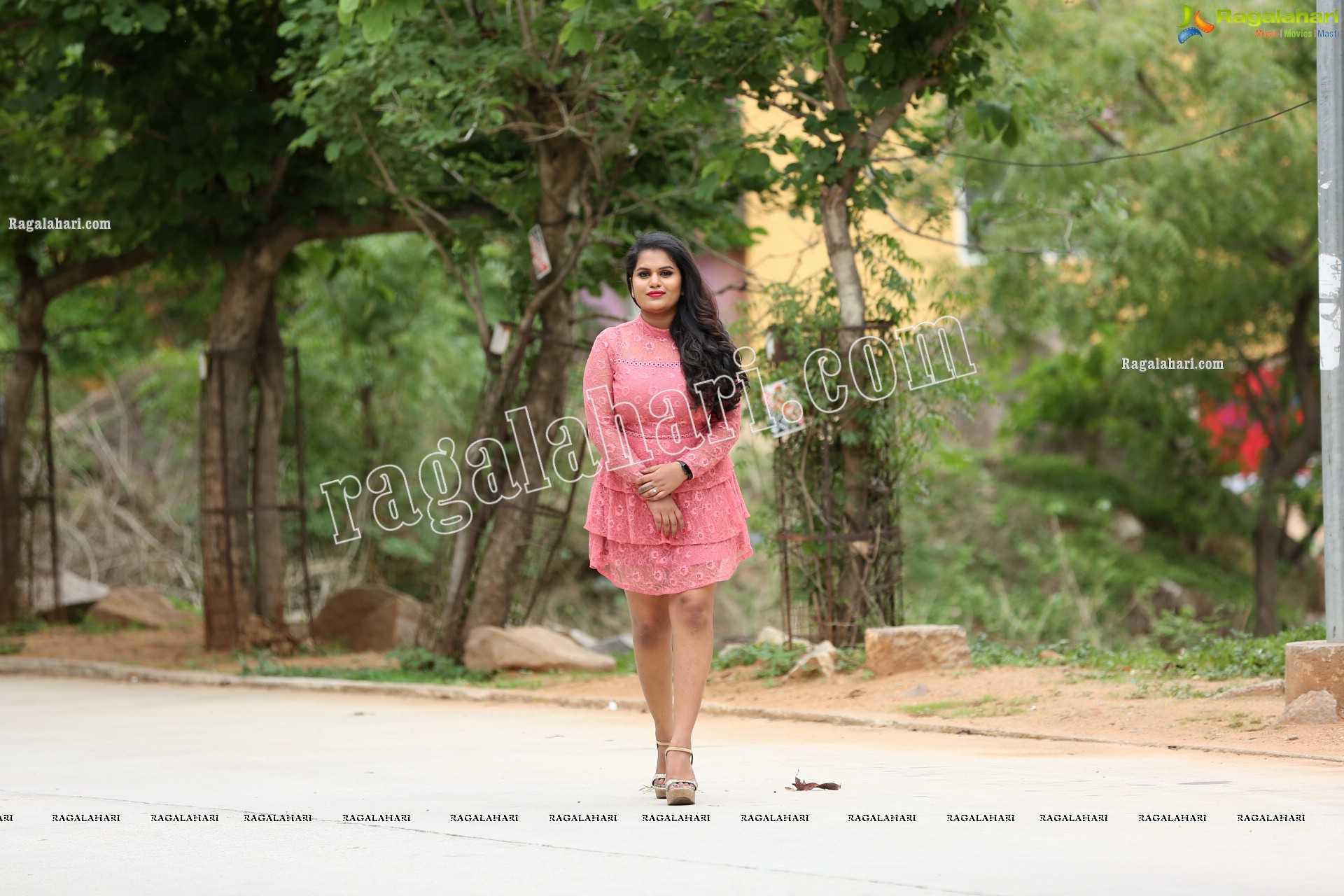 Tripura Nimmagadda in Pink Frill Trim Dress - HD Gallery