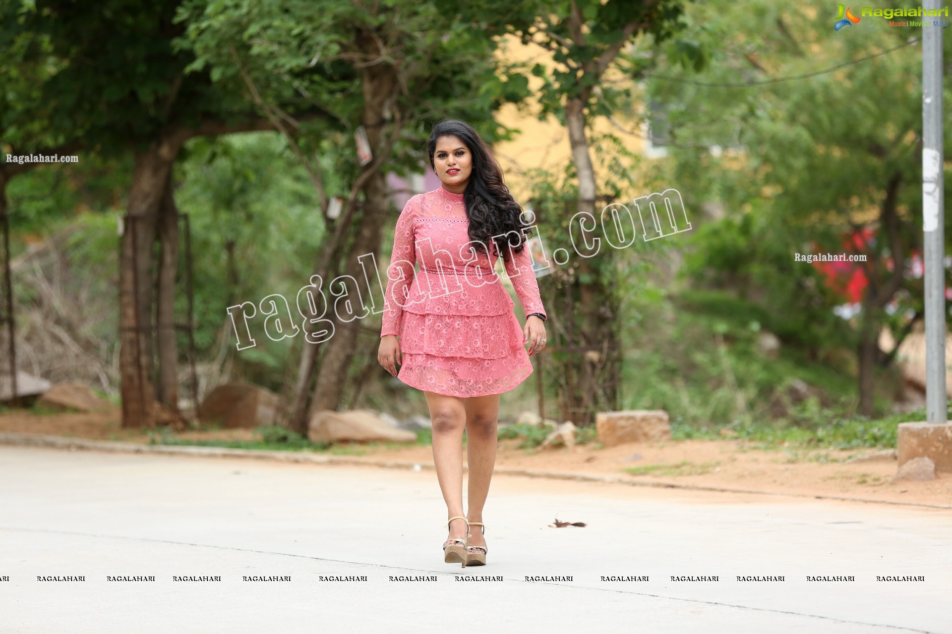 Tripura Nimmagadda in Pink Frill Trim Dress - HD Gallery