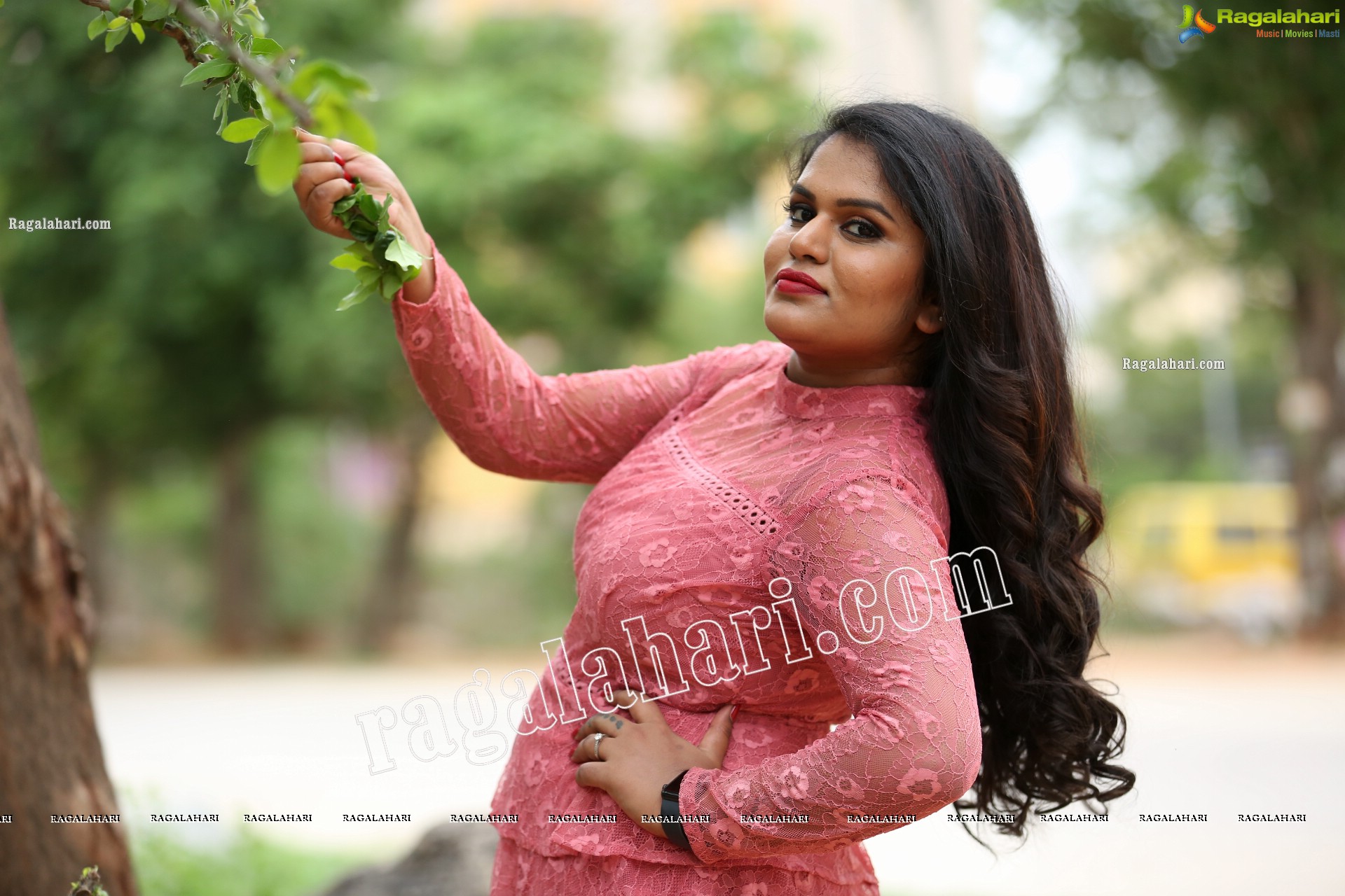 Tripura Nimmagadda in Pink Frill Trim Dress - HD Gallery