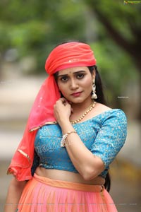 VJ Jaanu in Pink & Blue Lehenga Choli