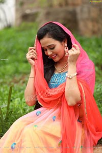 VJ Jaanu in Pink & Blue Lehenga Choli