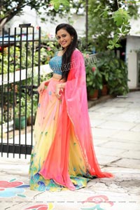 VJ Jaanu in Pink & Blue Lehenga Choli