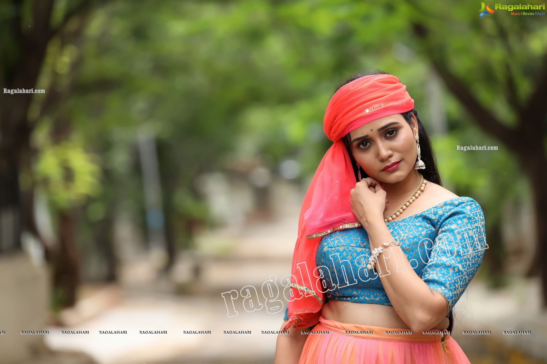 VJ Jaanu in Pink & Blue Lehenga Choli Exclusive Photo Shoot