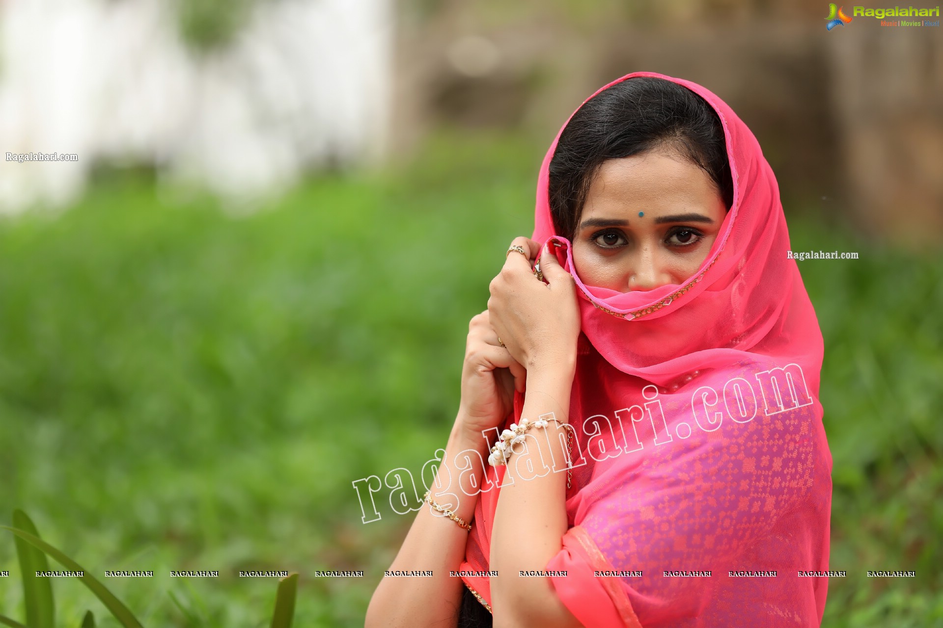 VJ Jaanu in Pink & Blue Lehenga Choli Exclusive Photo Shoot