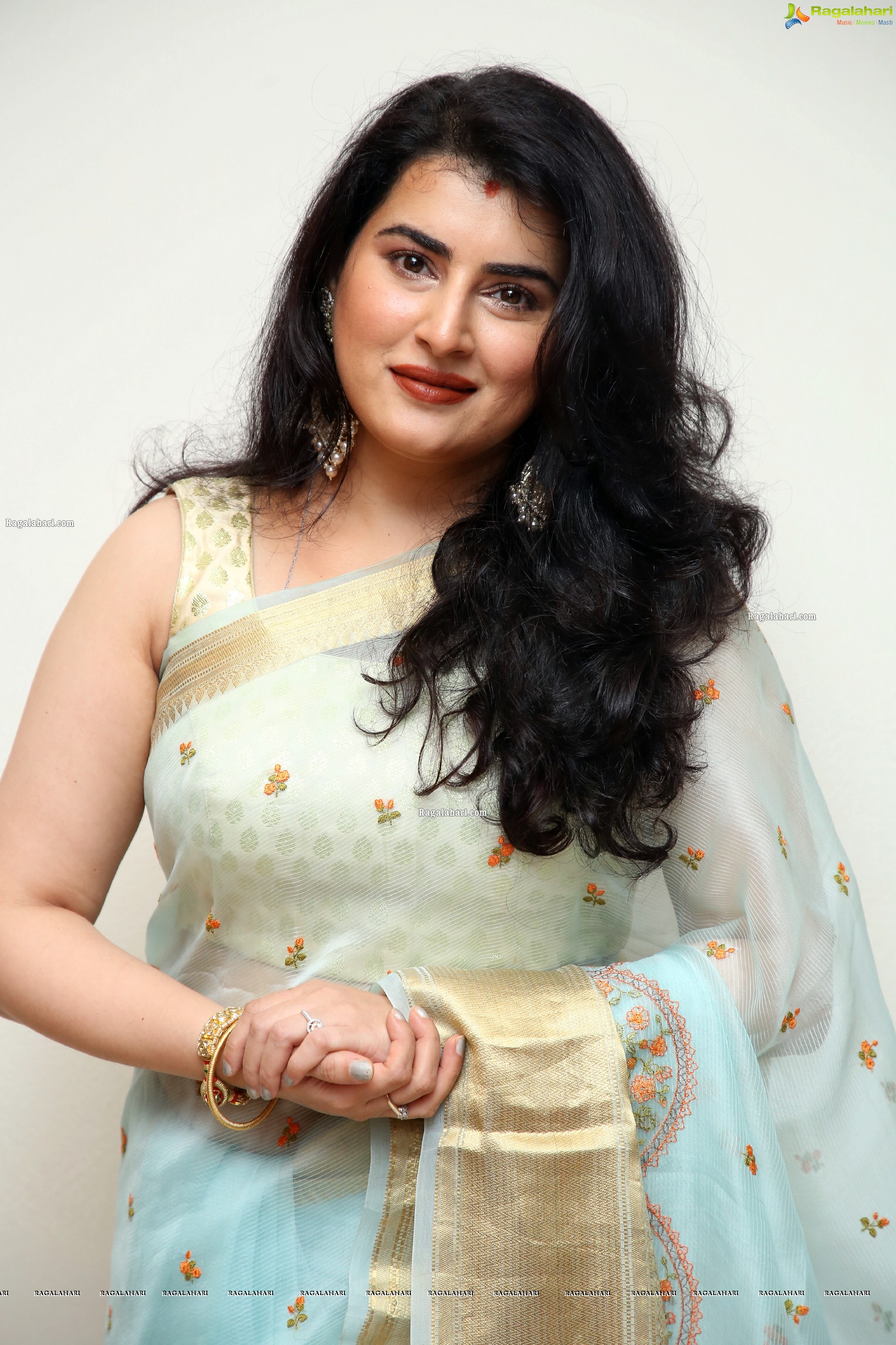 Archana Shastry in Pastel Blue Designer Saree, HD Photo Gallery