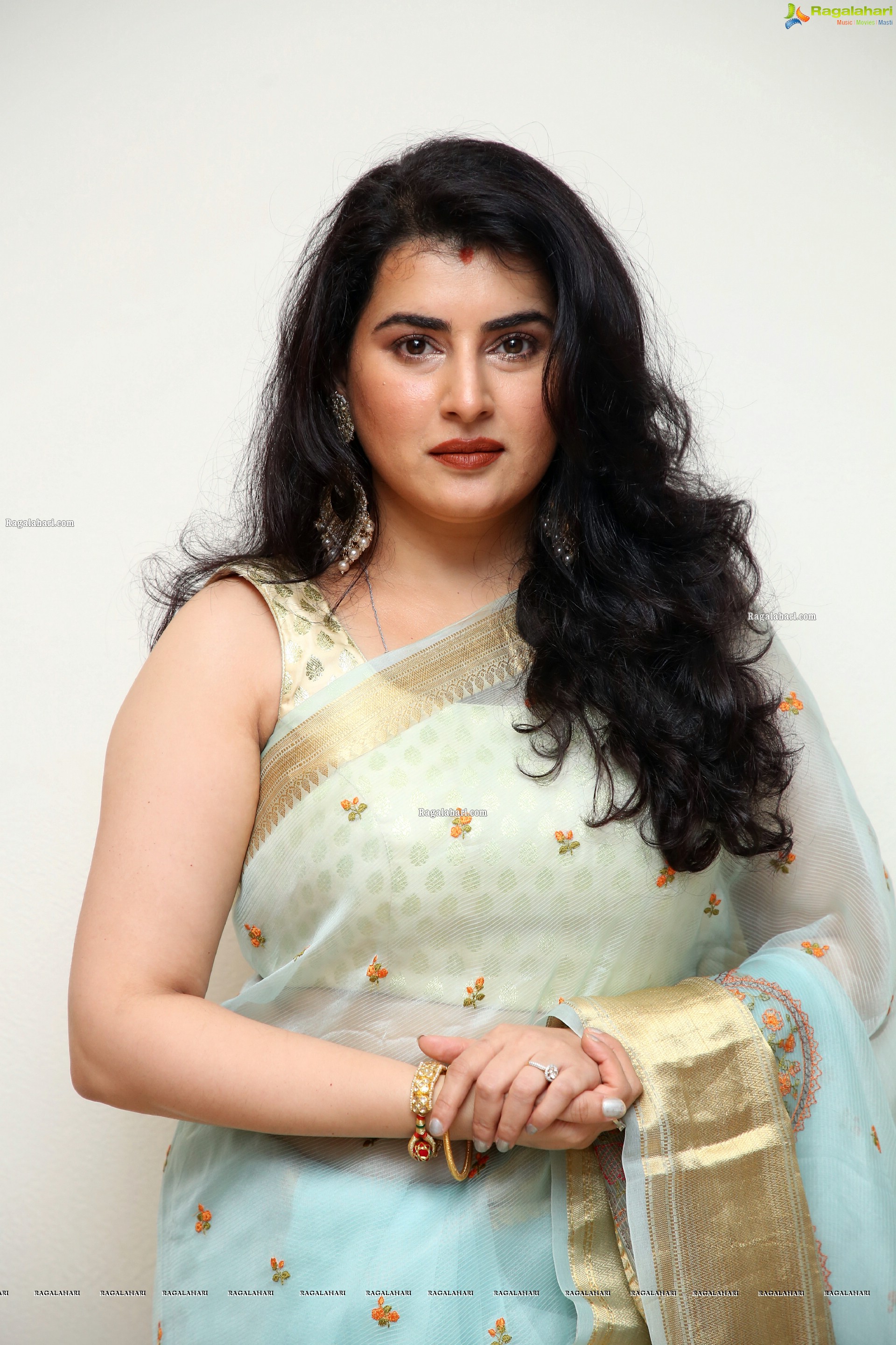 Archana Shastry in Pastel Blue Designer Saree, HD Photo Gallery