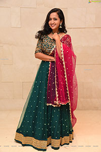 Lasya Manjunath in Green Lehenga Choli