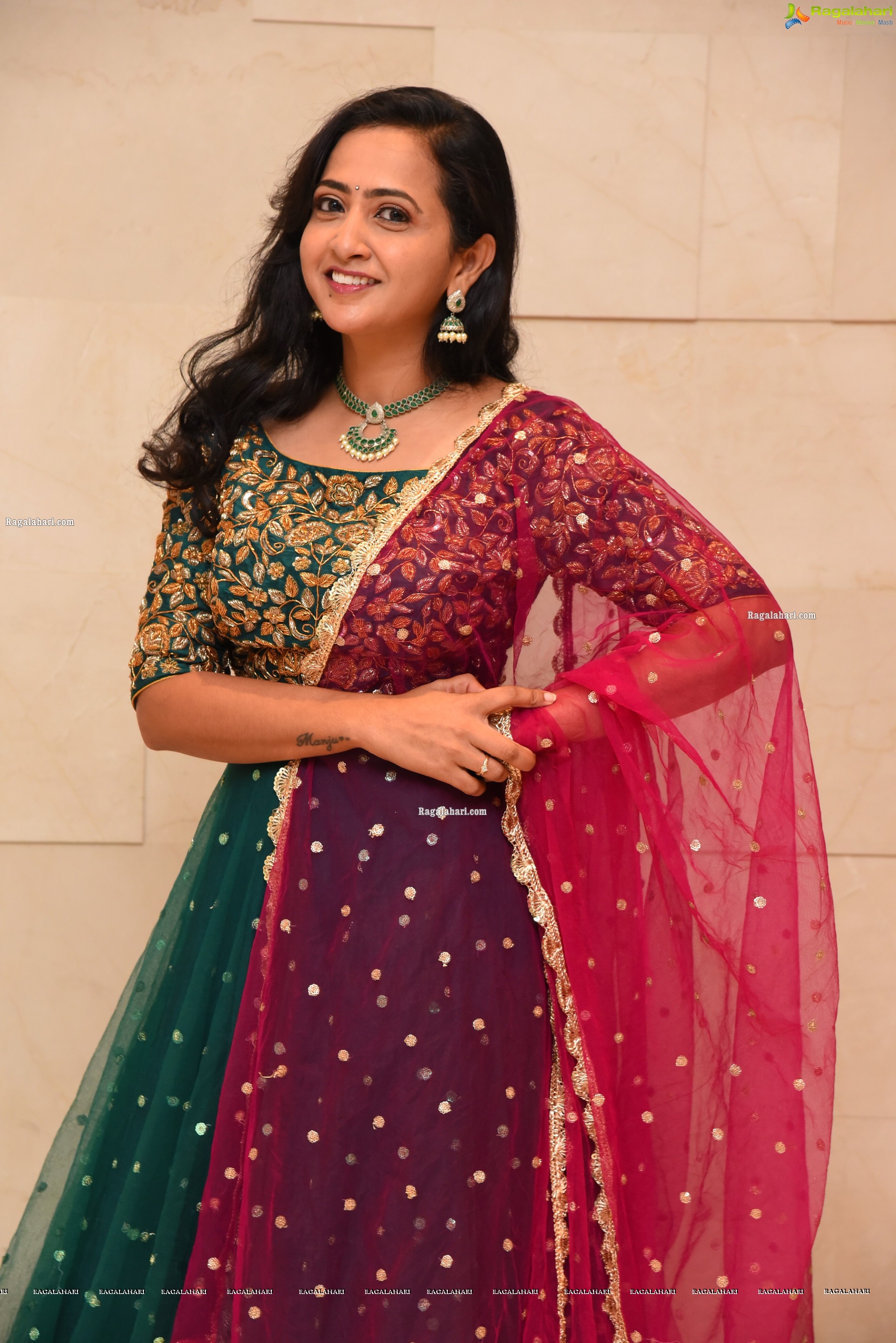 Lasya Manjunath in Green Lehenga Choli, HD Photo Gallery