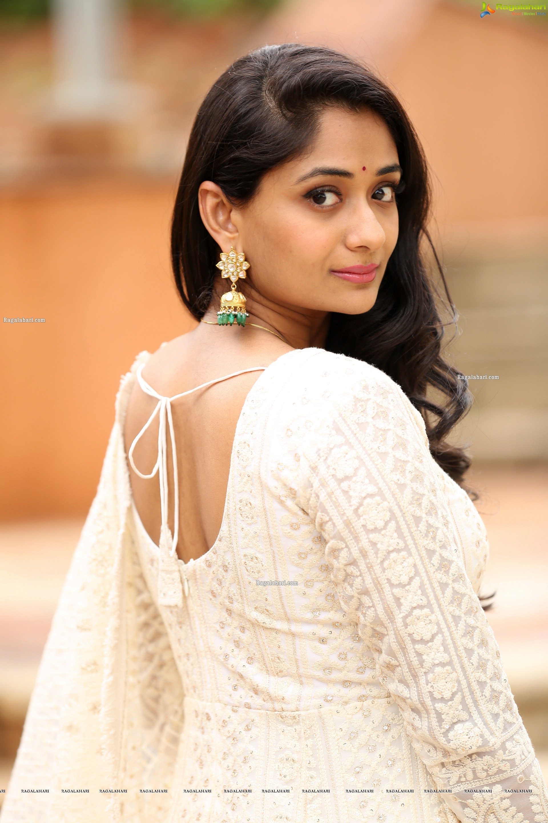 Sandhya Raju in Off White Anarkali Suit, HD Photo Gallery