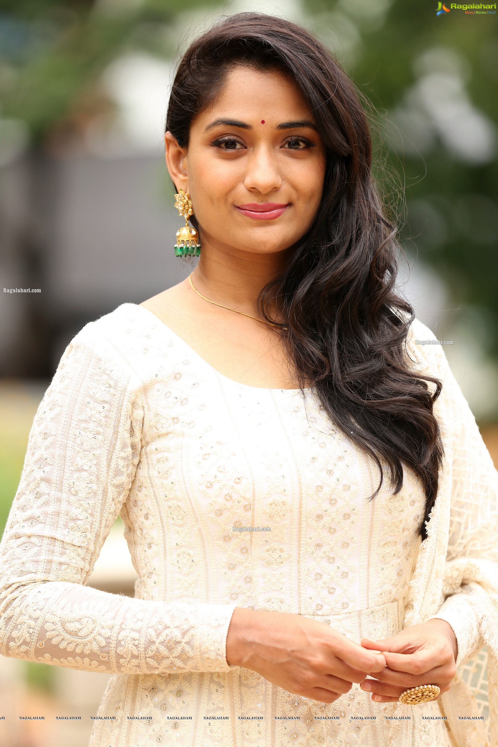 Sandhya Raju in Off White Anarkali Suit, HD Photo Gallery