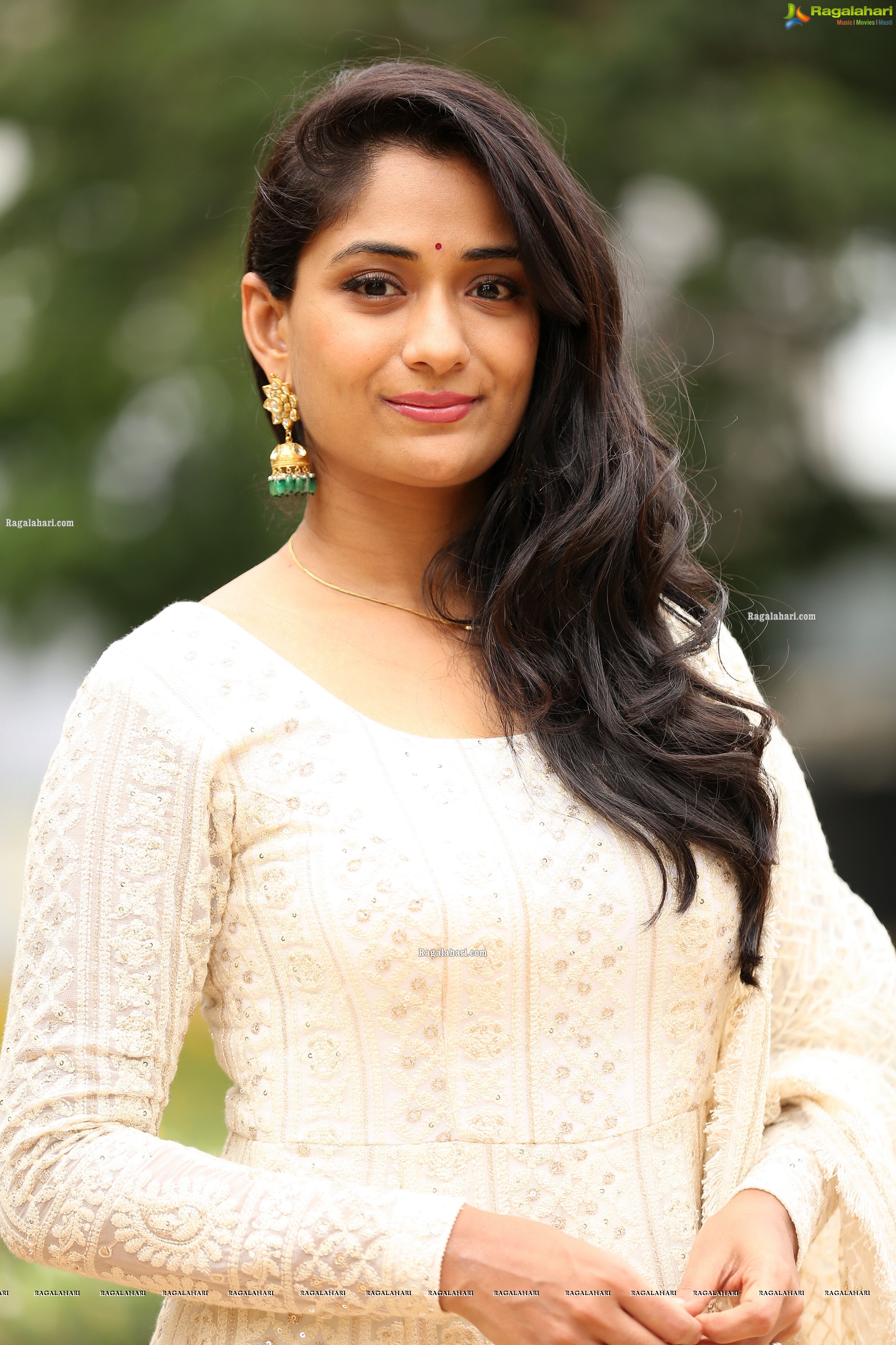 Sandhya Raju in Off White Anarkali Suit, HD Photo Gallery