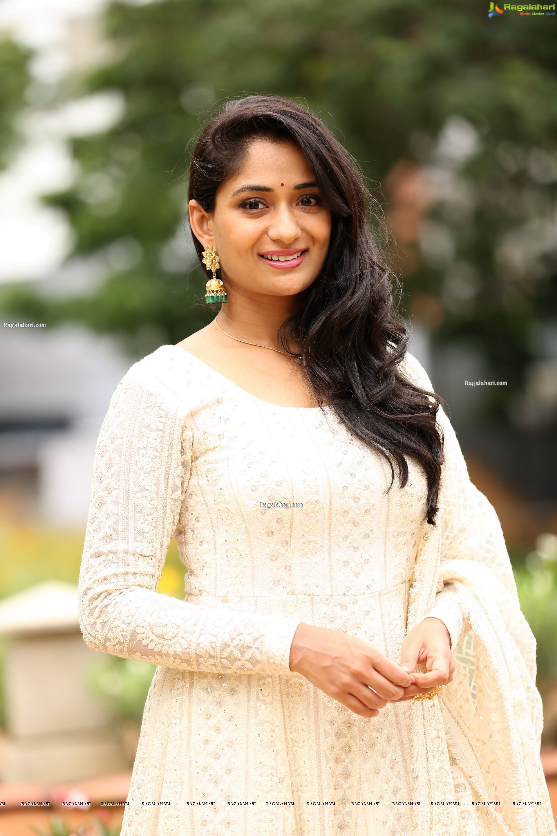 Sandhya Raju in Off White Anarkali Suit, HD Photo Gallery